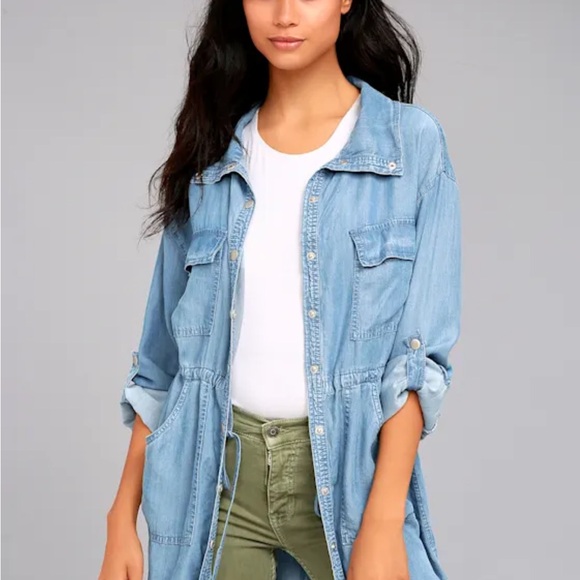 Lulus Jackets & Blazers - Lulu's Light Blue Denim Jacket